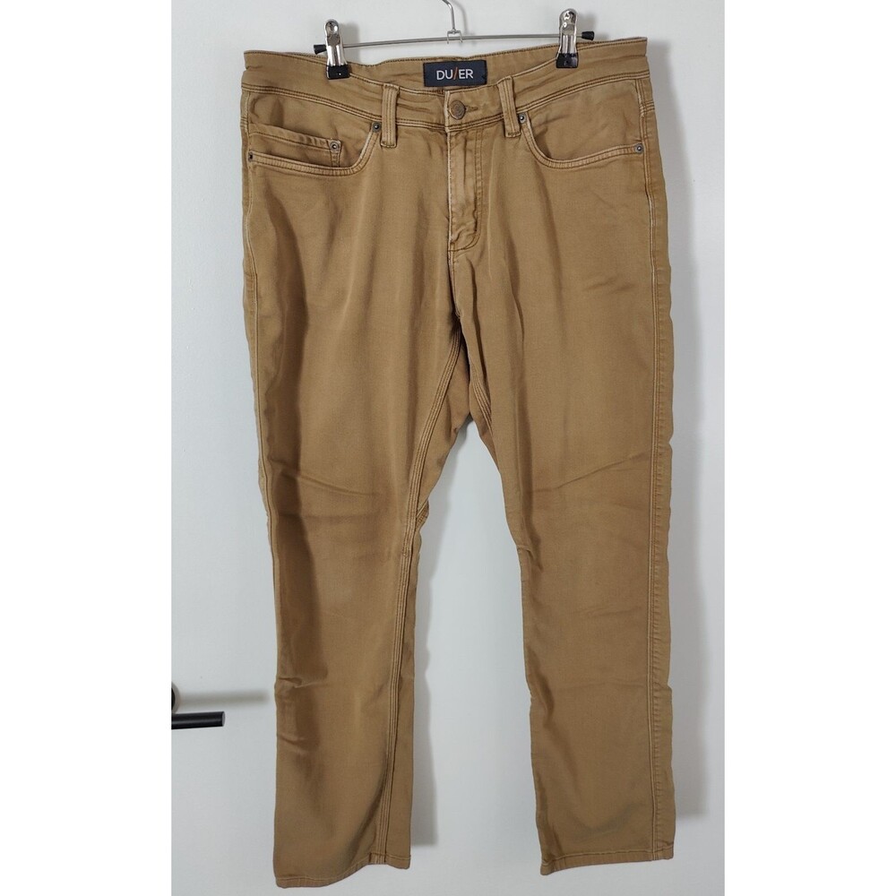 DU/ER Jeans Mens 32x28 Brown Pants N2X Relaxed Taper Stretch Flex Hipster DUER